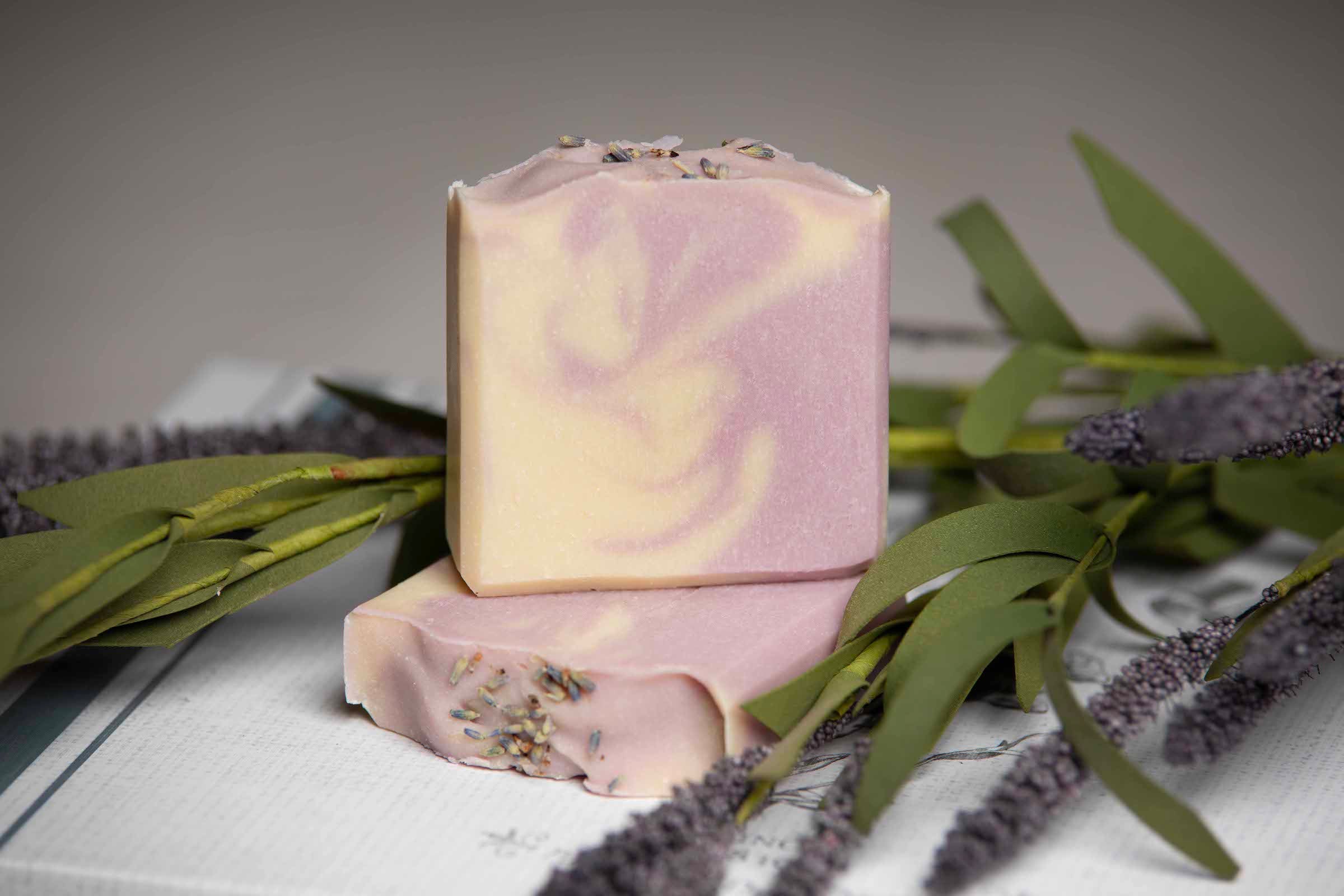 lavender cold processed soap front
