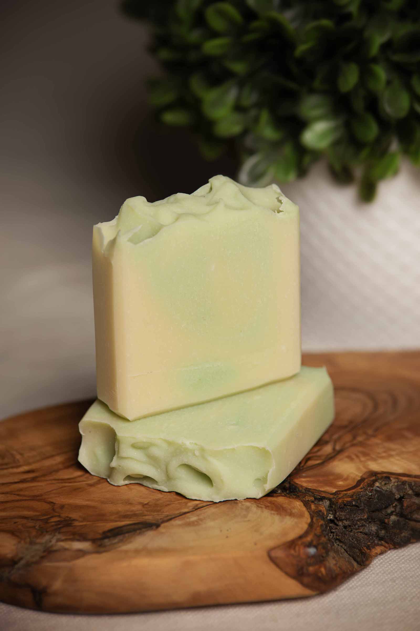 eucalyptus and peppermint cold processed soap front